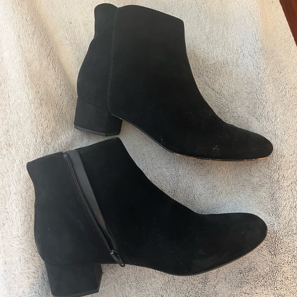 Clarks black suede booties